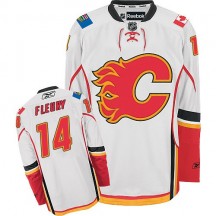 Men's Reebok Calgary Flames Theoren Fleury White Away Jersey - Premier