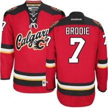 Men's Reebok Calgary Flames TJ Brodie Red New Third Jersey - Authentic