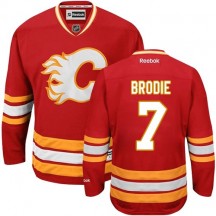 Men's Reebok Calgary Flames TJ Brodie Red Third Jersey - Premier