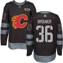 Men's Adidas Calgary Flames Troy Brouwer Black 1917-2017 100th Anniversary Jersey - Premier