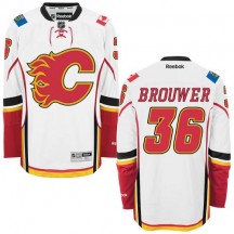 Men's Reebok Calgary Flames Troy Brouwer White Away Jersey - Authentic