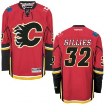 Men's Reebok Calgary Flames Jon Gillies Red Home Jersey - - Premier