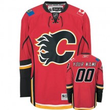 Men's Reebok Calgary Flames Custom Red Home Jersey - Premier