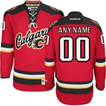 Men's Reebok Calgary Flames Custom Red New Third Jersey - Premier