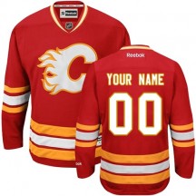 Men's Reebok Calgary Flames Custom Red Third Jersey - Premier