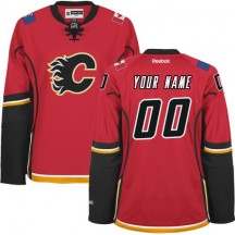 Women's Reebok Calgary Flames Custom Red Home Jersey - Authentic