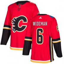Men's Adidas Calgary Flames Dennis Wideman Red Jersey - Authentic