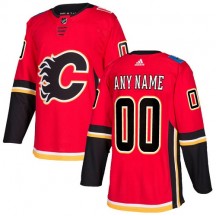 Men's Adidas Calgary Flames Custom Red Home Jersey - Premier