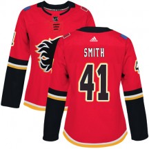 Women's Adidas Calgary Flames Mike Smith Red Home Jersey - Premier