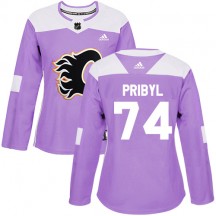 Women's Reebok Calgary Flames Daniel Pribyl Purple Fights Cancer Practice Jersey - Authentic