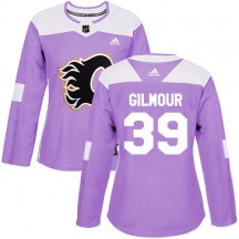 Women's Reebok Calgary Flames Doug Gilmour Purple Fights Cancer Practice Jersey - Authentic