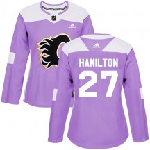 Women's Reebok Calgary Flames Dougie Hamilton Purple Fights Cancer Practice Jersey - Authentic