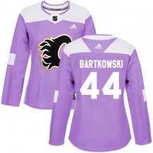 Women's Reebok Calgary Flames Matt Bartkowski Purple Fights Cancer Practice Jersey - Authentic