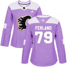 Women's Reebok Calgary Flames Michael Ferland Purple Fights Cancer Practice Jersey - Authentic