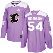 Youth Reebok Calgary Flames Rasmus Andersson Purple Fights Cancer Practice Jersey - Authentic