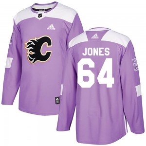 Men's Adidas Calgary Flames Ben Jones Purple Fights Cancer Practice Jersey - Authentic