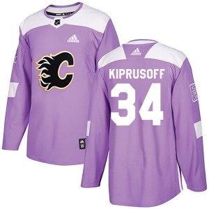 Men's Adidas Calgary Flames Miikka Kiprusoff Purple Fights Cancer Practice Jersey - Authentic