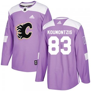 Men's Adidas Calgary Flames Demetrios Koumontzis Purple Fights Cancer Practice Jersey - Authentic