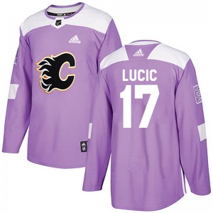 Men's Adidas Calgary Flames Milan Lucic Purple Fights Cancer Practice Jersey - Authentic