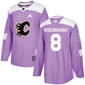 Men's Adidas Calgary Flames Doug Risebrough Purple Fights Cancer Practice Jersey - Authentic