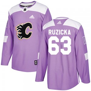 Men's Adidas Calgary Flames Adam Ruzicka Purple Fights Cancer Practice Jersey - Authentic