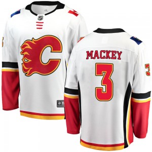 Youth Fanatics Branded Calgary Flames Connor Mackey White Away Jersey - Breakaway