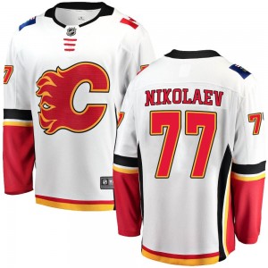 Youth Fanatics Branded Calgary Flames Ilya Nikolaev White Away Jersey - Breakaway