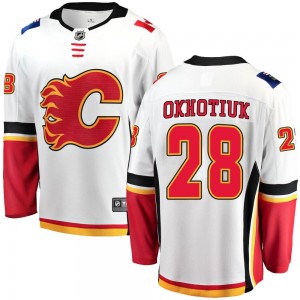 Youth Fanatics Branded Calgary Flames Nikita Okhotiuk White Away Jersey - Breakaway