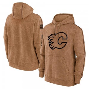 Men's Calgary Flames Brown 2023 Salute to Service Club Pullover Hoodie -