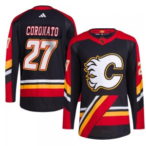 Men's Adidas Calgary Flames Matt Coronato Black Reverse Retro 2.0 Jersey - Authentic