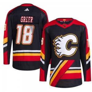 Men's Adidas Calgary Flames A.J. Greer Black Reverse Retro 2.0 Jersey - Authentic