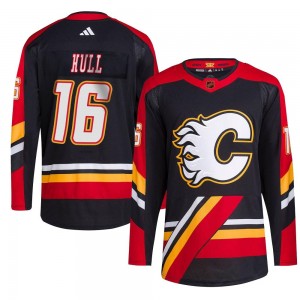 Men's Adidas Calgary Flames Brett Hull Black Reverse Retro 2.0 Jersey - Authentic