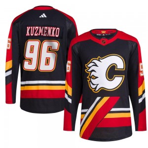 Men's Adidas Calgary Flames Andrei Kuzmenko Black Reverse Retro 2.0 Jersey - Authentic