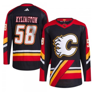 Men's Adidas Calgary Flames Oliver Kylington Black Reverse Retro 2.0 Jersey - Authentic