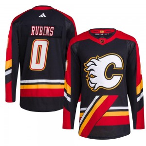 Men's Adidas Calgary Flames Kristians Rubins Black Reverse Retro 2.0 Jersey - Authentic