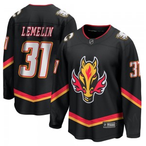 Men's Fanatics Branded Calgary Flames Rejean Lemelin Black Breakaway 2022/23 Alternate Jersey - Premier