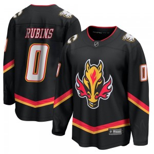 Men's Fanatics Branded Calgary Flames Kristians Rubins Black Breakaway 2022/23 Alternate Jersey - Premier