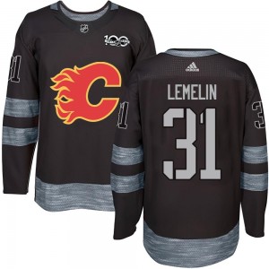 Youth Calgary Flames Rejean Lemelin Black 1917-2017 100th Anniversary Jersey - Authentic