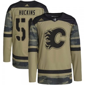 Youth Adidas Calgary Flames Cole Huckins Camo Military Appreciation Practice Jersey - Authentic