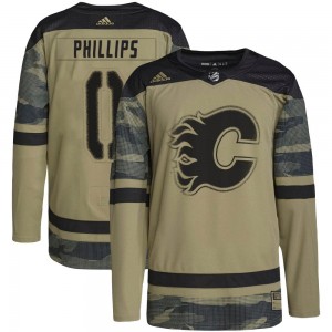 Youth Adidas Calgary Flames Markus Phillips Camo Military Appreciation Practice Jersey - Authentic