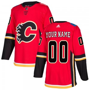 Men's Adidas Calgary Flames Custom Red Custom Home Jersey - Authentic