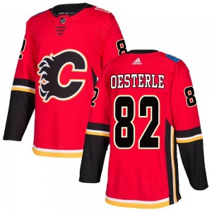 Men's Adidas Calgary Flames Jordan Oesterle Red Home Jersey - Authentic