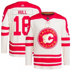 Youth Adidas Calgary Flames Brett Hull Cream 2023 Heritage Classic Primegreen Jersey - Authentic