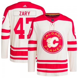 Youth Adidas Calgary Flames Connor Zary Cream 2023 Heritage Classic Primegreen Jersey - Authentic