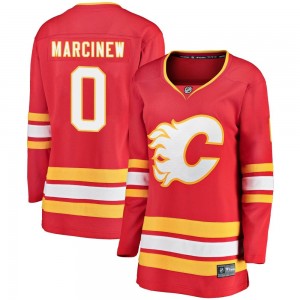 Women's Fanatics Branded Calgary Flames Matt Marcinew Red Alternate Jersey - Breakaway