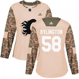 Women's Adidas Calgary Flames Oliver Kylington Camo Veterans Day Practice Jersey - Authentic