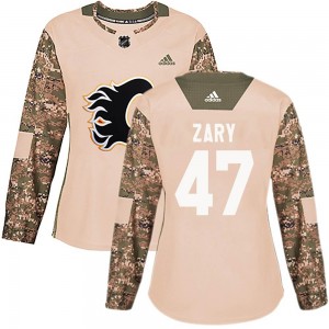 Women's Adidas Calgary Flames Connor Zary Camo Veterans Day Practice Jersey - Authentic