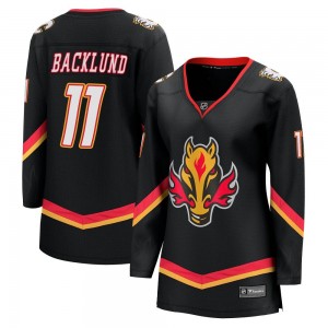 Women's Fanatics Branded Calgary Flames Mikael Backlund Black Breakaway 2022/23 Alternate Jersey - Premier