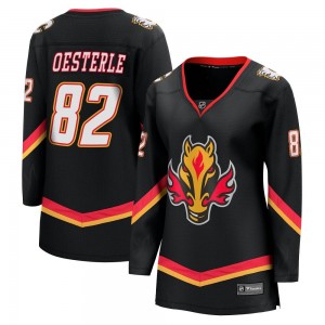 Women's Fanatics Branded Calgary Flames Jordan Oesterle Black Breakaway 2022/23 Alternate Jersey - Premier