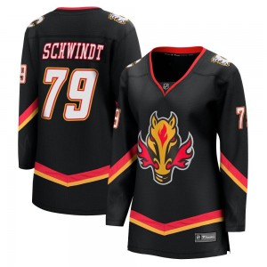 Women's Fanatics Branded Calgary Flames Cole Schwindt Black Breakaway 2022/23 Alternate Jersey - Premier
